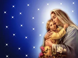The Virgin Mary Starry Backdrop Wallpaper