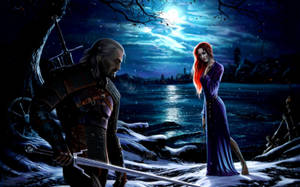 The Witcher 3 Geralt And Triss By The Lake Wallpaper