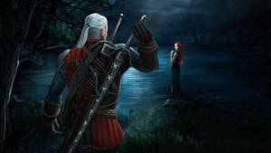 The Witcher 3 Geralt And Triss On The Lake Wallpaper