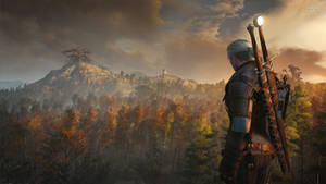 The Witcher 3 Geralt Mountain Landscape Wallpaper