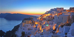 Thera Greece During Sunset Wallpaper
