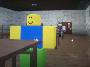 These Two Cute Roblox Noobs Are Enjoying Their Adventure In The Virtual World. Wallpaper