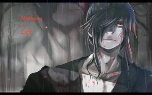 This Distressed Emo Anime Boy Stares Out At The World But Finds No Solace In The Darkness Of His Thoughts Wallpaper
