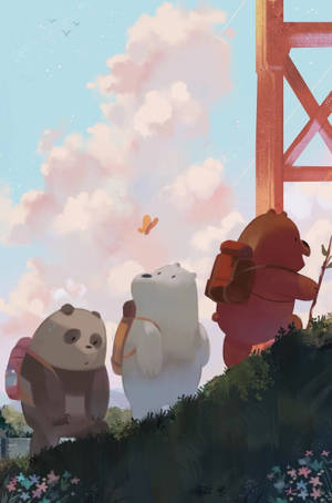 Three Bears On Hike Wallpaper