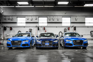 Three Blue Audi Rs Wallpaper
