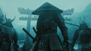 Three Dark Samurai In Foggy Dungeon Wallpaper