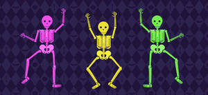 Three Funky Skeletons Wallpaper