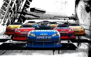 Thrills And Speed - Intense Nascar Race Moment Wallpaper