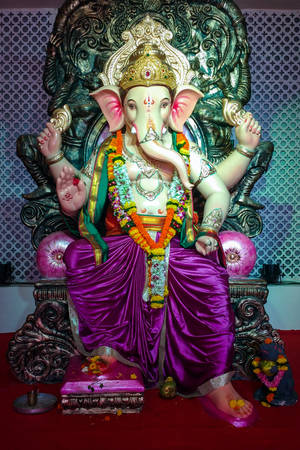 Throne Ganesh Mobile Wallpaper