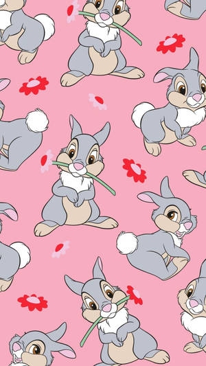 Thumper And Flowers Pattern Wallpaper
