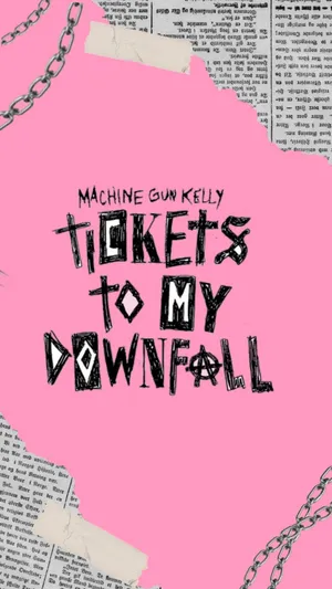 Tickets To My Downfall Newspaper Aesthetic Pink Wallpaper