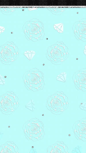 Tiffany Blue Roses And Gems Wallpaper