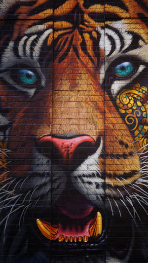 Tiger Face Wall Graffiti Iphone Wallpaper