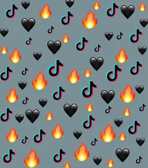 Tiktok Aesthetics Logo With Black Heart Wallpaper