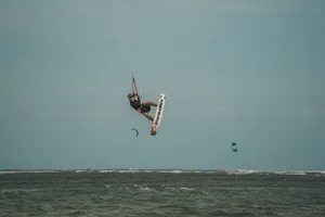 Tilted Windsurfing In Air Wallpaper