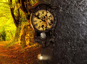 Time Clock On The Tree Wallpaper