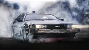 Time Traveling De Lorean Smokeand Light Wallpaper