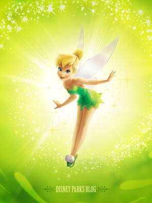 Tinkerbell In Lime Green Background Wallpaper