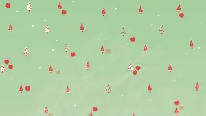 Tiny Kawaii Christmas Trees And Balls Wallpaper