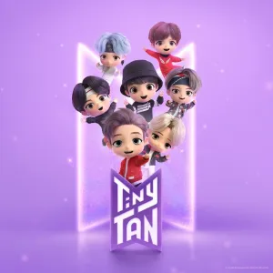 Tiny Tan Bts With Logo Wallpaper