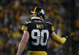 Tj Watt Of The Pittsburgh Steelers In Action Wallpaper