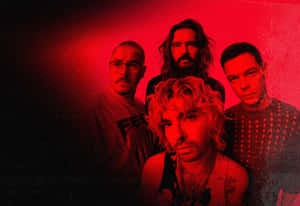 Tokio Hotel Band Red Backdrop Wallpaper