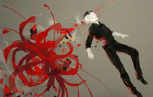Tokyo Ghoul Flower With Wounded Man Wallpaper