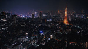 Tokyo Tower Night Aerial Wallpaper