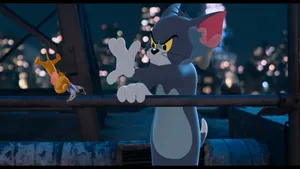 Tom And Jerry 4k Night Rooftop Wallpaper