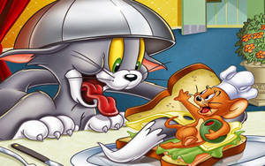 Tom And Jerry 4k Sandwich Meal Wallpaper