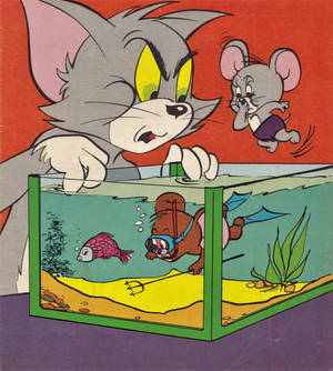 Tom And Jerry Aesthetic Aquarium Scene Wallpaper