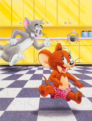 Tom And Jerry Aesthetic Kitchen Chase Wallpaper