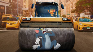 Tom And Jerry Aesthetic On Busy City Streets Wallpaper