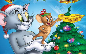 Tom And Jerry Cute Christmas Wallpaper
