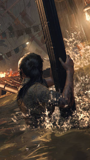 Tomb Raider Iphone Lara On Water Wallpaper