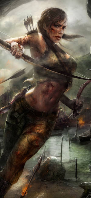 Tomb Raider With Knife Iphone Wallpaper