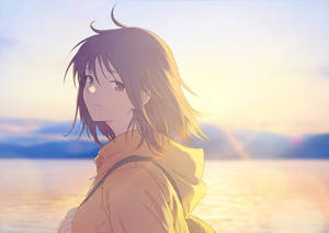 Tomboy Anime Girl In Yellow Hoodie Wallpaper