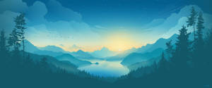 Tonal Perspective Of Mountain And Lake Wallpaper