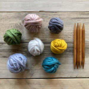 Top-view Of Knitting Essentials Wallpaper