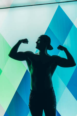 Topless Man Silhouette Flex Biceps Wallpaper