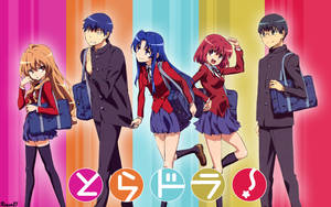 Toradora Characters In Colored Backdrops Wallpaper