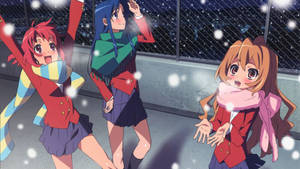 Toradora Taiga, Minori And Ami Enjoying The Snow Wallpaper