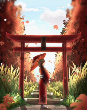 Torii Gate Anime Girl Wallpaper
