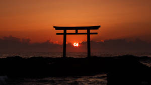 Torii Gate With Sunset Wallpaper