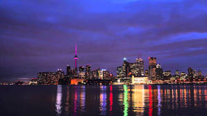 Toronto With Colorful City Lights Wallpaper
