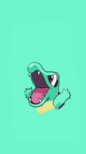 Totodile In Bright Teal Background Wallpaper
