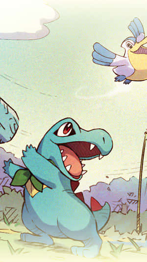 Totodile With Pelipper Wallpaper