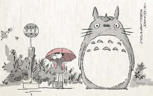 Totoro Bus Stop Scene Wallpaper