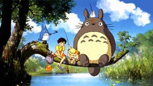 Totoro Fishing On Tree Wallpaper