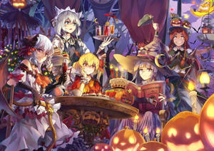 Touhou Project Cute Halloween Desktop Wallpaper